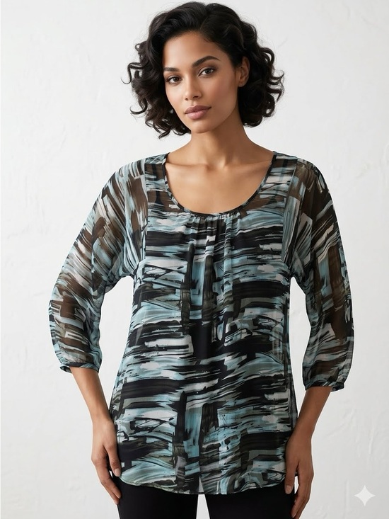 Vertigo Paris Tops - ‼️ SALE ‼️ Vertigo Paris Sheer Tunic/Blouse Medium Abstract Flowy Top w/Camisole